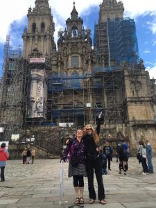 With my friend and travel buddy Eleanore (right) at the end of the Camino.